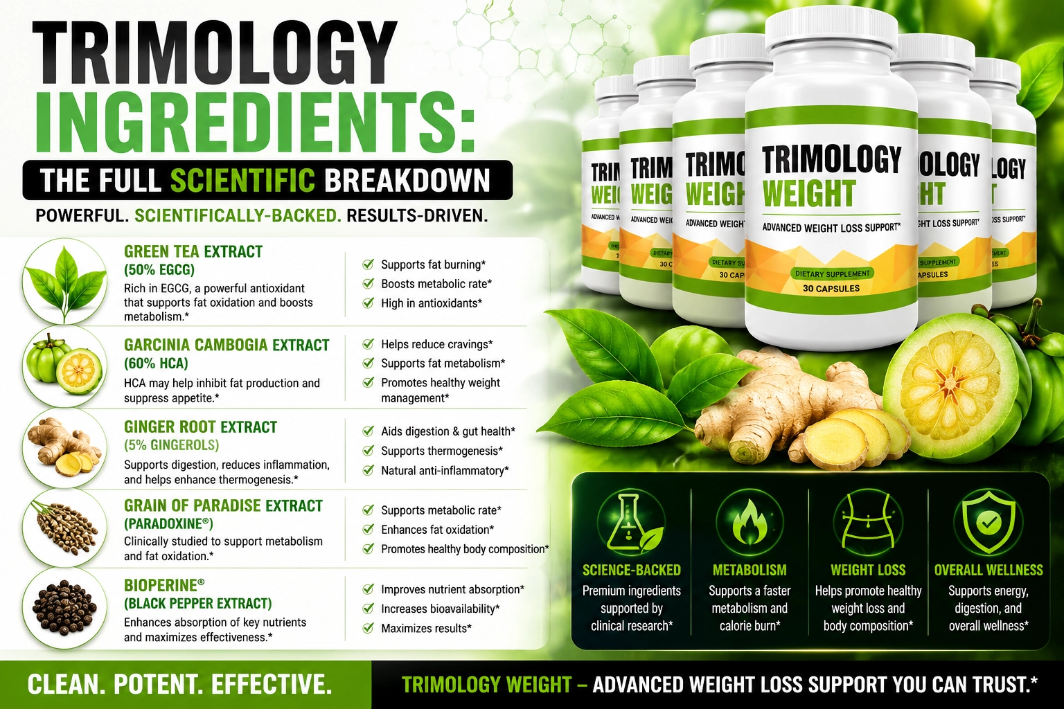 Trimology natural ingredients scientific breakdown and clinical research